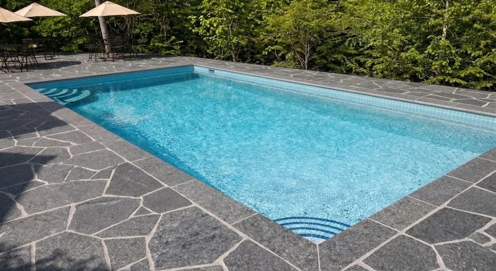 Pool remodel render with medium blue mosaic